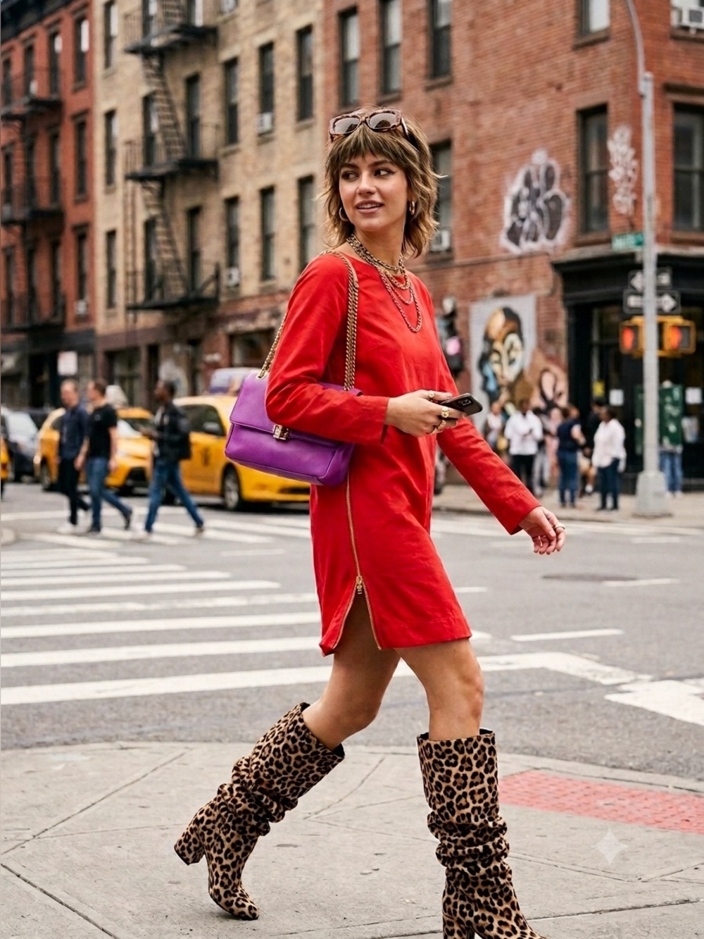 Marc Jacobs red long sleeve mini dress with zip detail - size Medium (M)